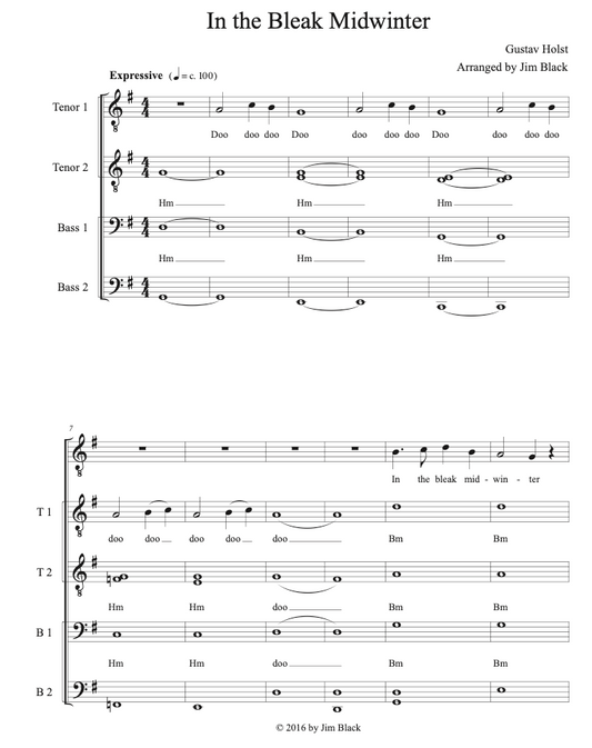 In the Bleak Midwinter | A Cappella Studio Chart